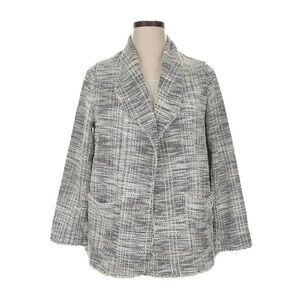 Max Studio NWT Gray Tweed Open Front Coatigan Blazer Jacket 1X $128 Lightweight